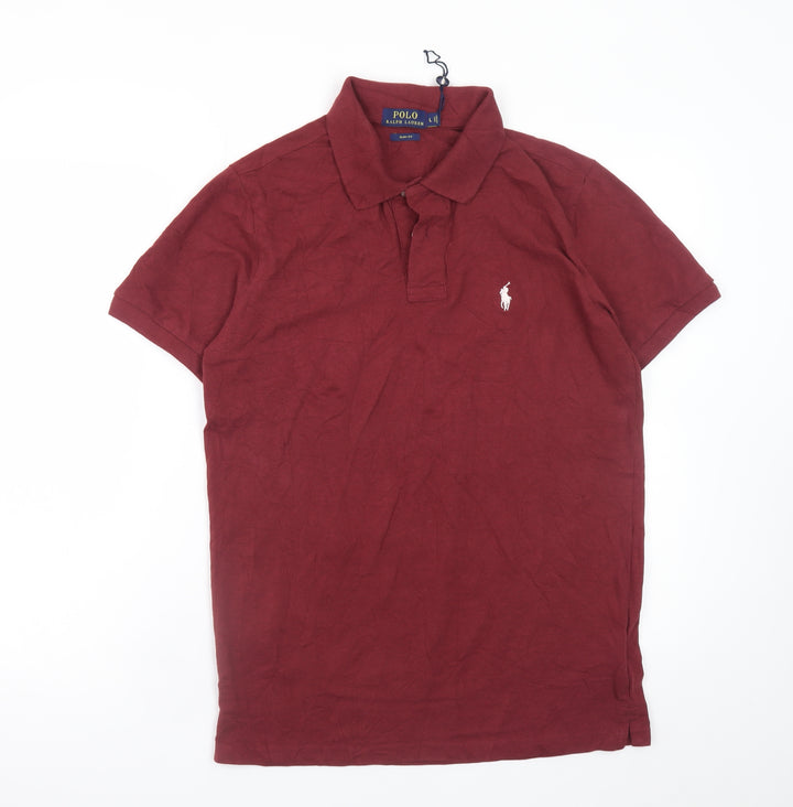Ralph Lauren Men's Red Slim Fit Polo Shirt Size L Cotton Blend