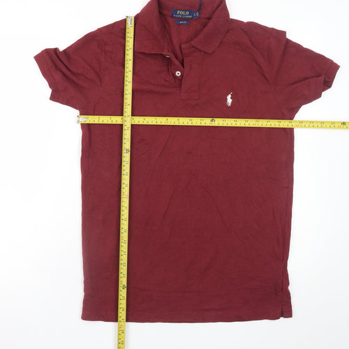 Ralph Lauren Men's Red Slim Fit Polo Shirt Size L Cotton Blend