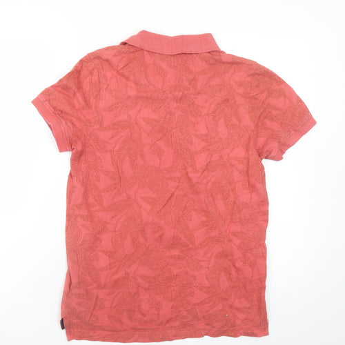 Tommy Hilfiger Men's Red Floral Cotton Polo Shirt Size S