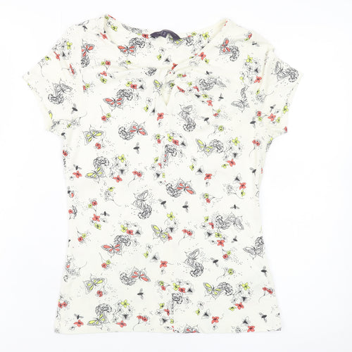Marks and Spencer Women Ivory Butterfly Floral Top UK 8 Petite