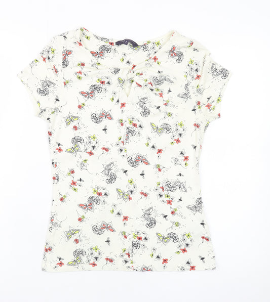 Marks and Spencer Women Ivory Butterfly Floral Top UK 8 Petite