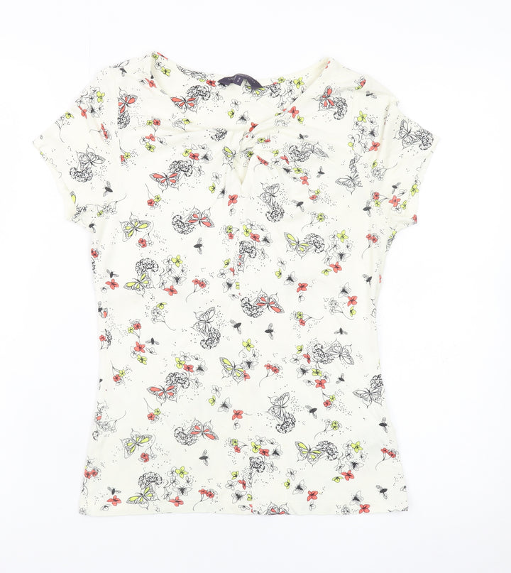 Marks and Spencer Women Ivory Butterfly Floral Top UK 8 Petite