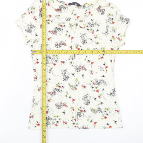 Marks and Spencer Women Ivory Butterfly Floral Top UK 8 Petite