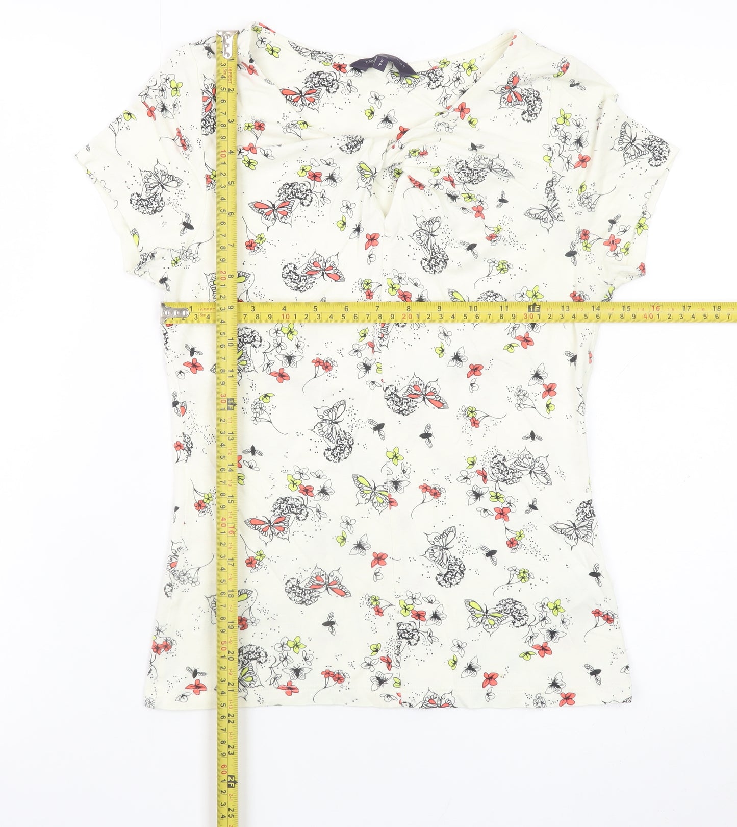 Marks and Spencer Women Ivory Butterfly Floral Top UK 8 Petite