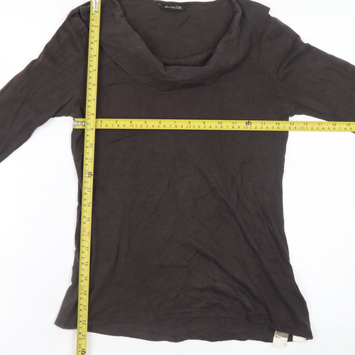 Massimo Dutti Women Brown Long Sleeve Cowl Neck Lyocell T-Shirt Size 12