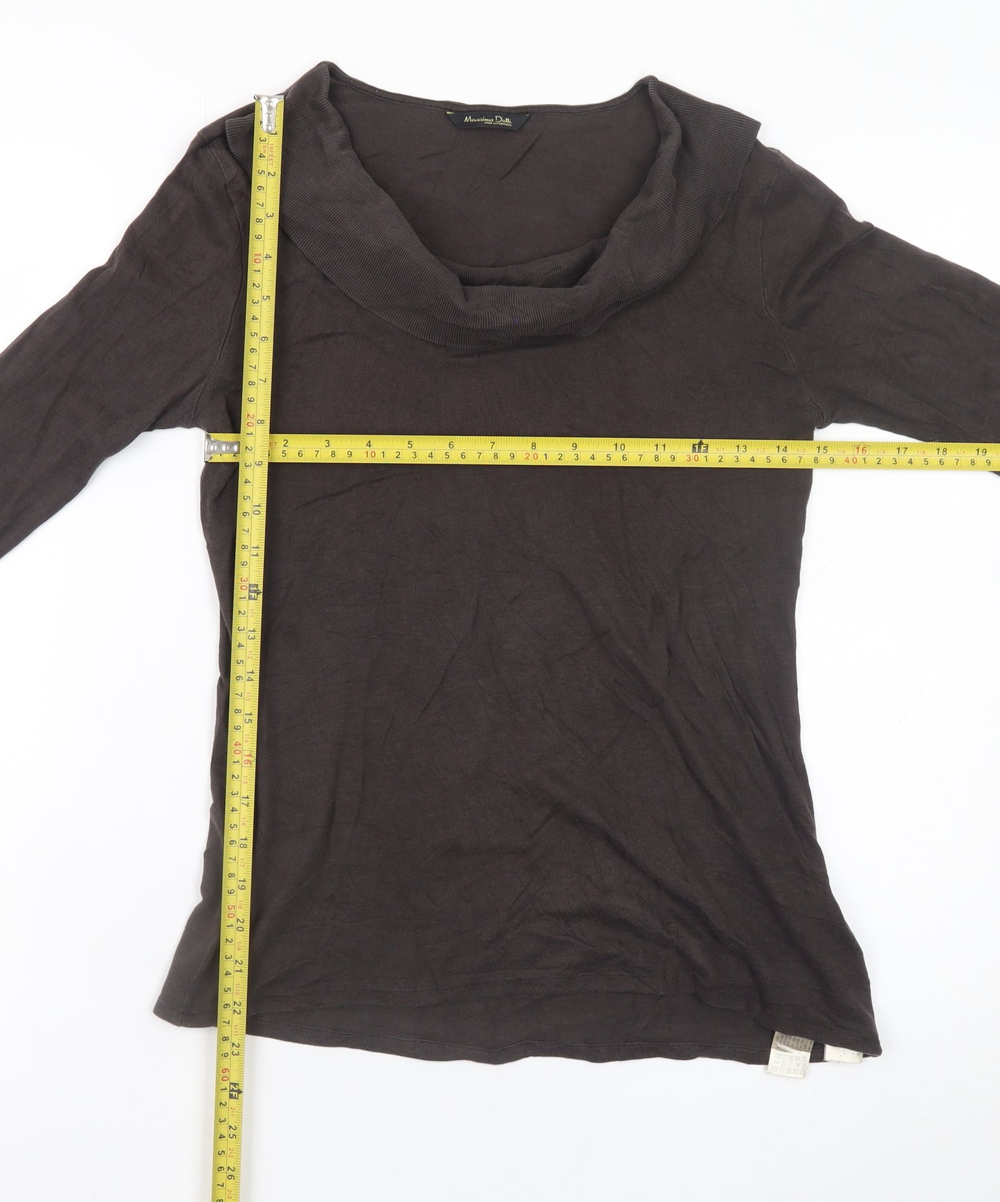 Massimo Dutti Women Brown Long Sleeve Cowl Neck Lyocell T-Shirt Size 12