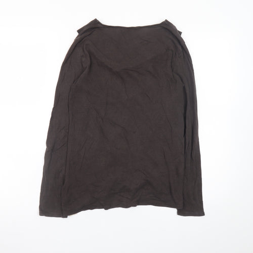 Massimo Dutti Women Brown Long Sleeve Cowl Neck Lyocell T-Shirt Size 12