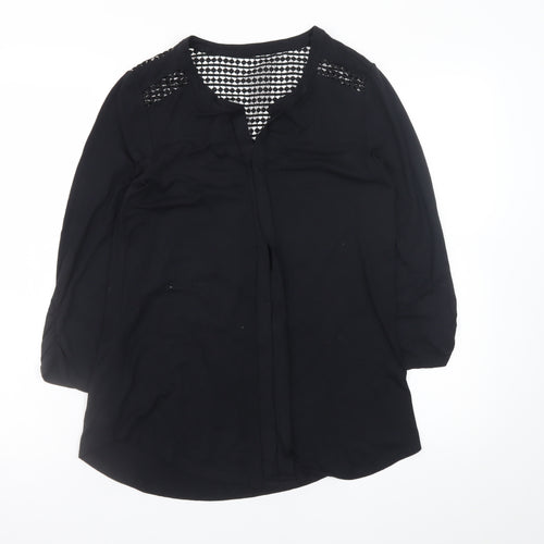 M&Co Women’s Black Lace Detail Tunic Blouse Size 10