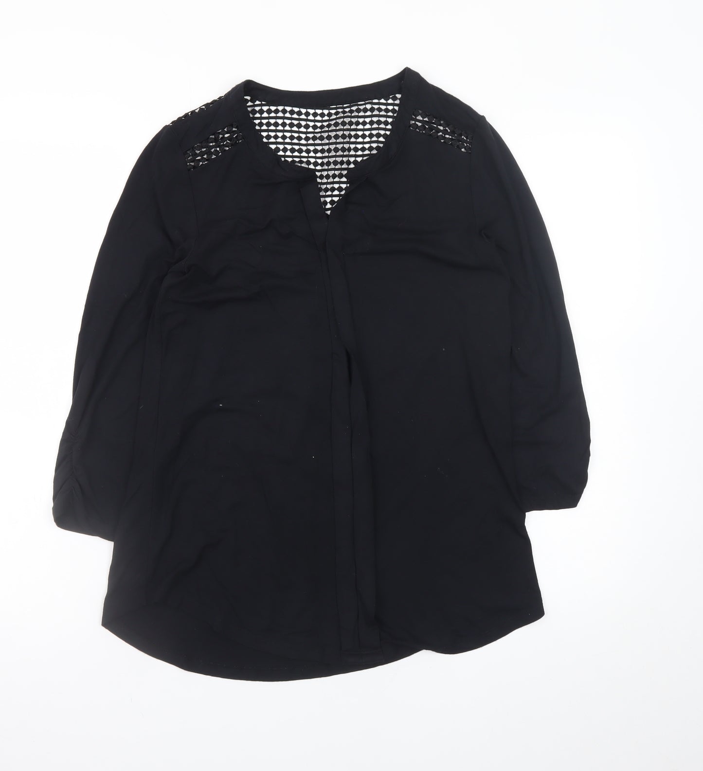 M&Co Women’s Black Lace Detail Tunic Blouse Size 10