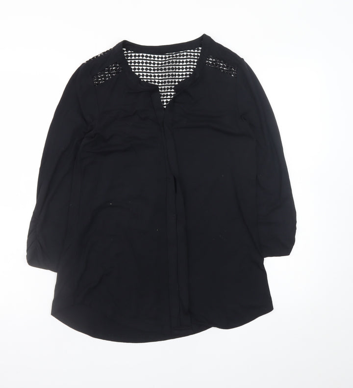 M&Co Women’s Black Lace Detail Tunic Blouse Size 10
