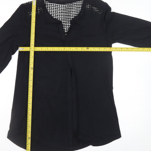 M&Co Women’s Black Lace Detail Tunic Blouse Size 10