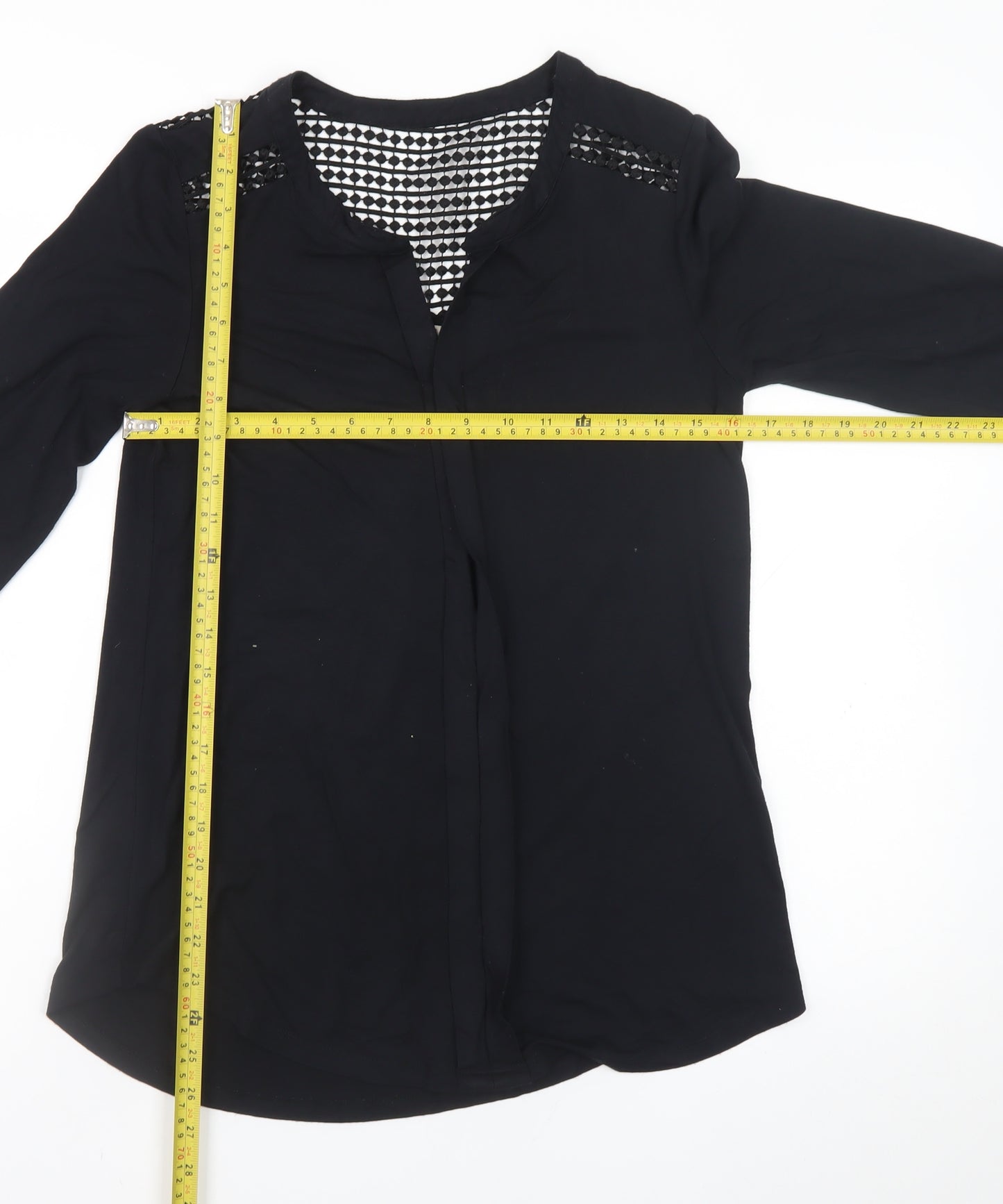 M&Co Women’s Black Lace Detail Tunic Blouse Size 10