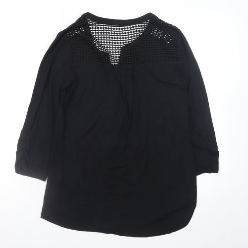 M&Co Women’s Black Lace Detail Tunic Blouse Size 10