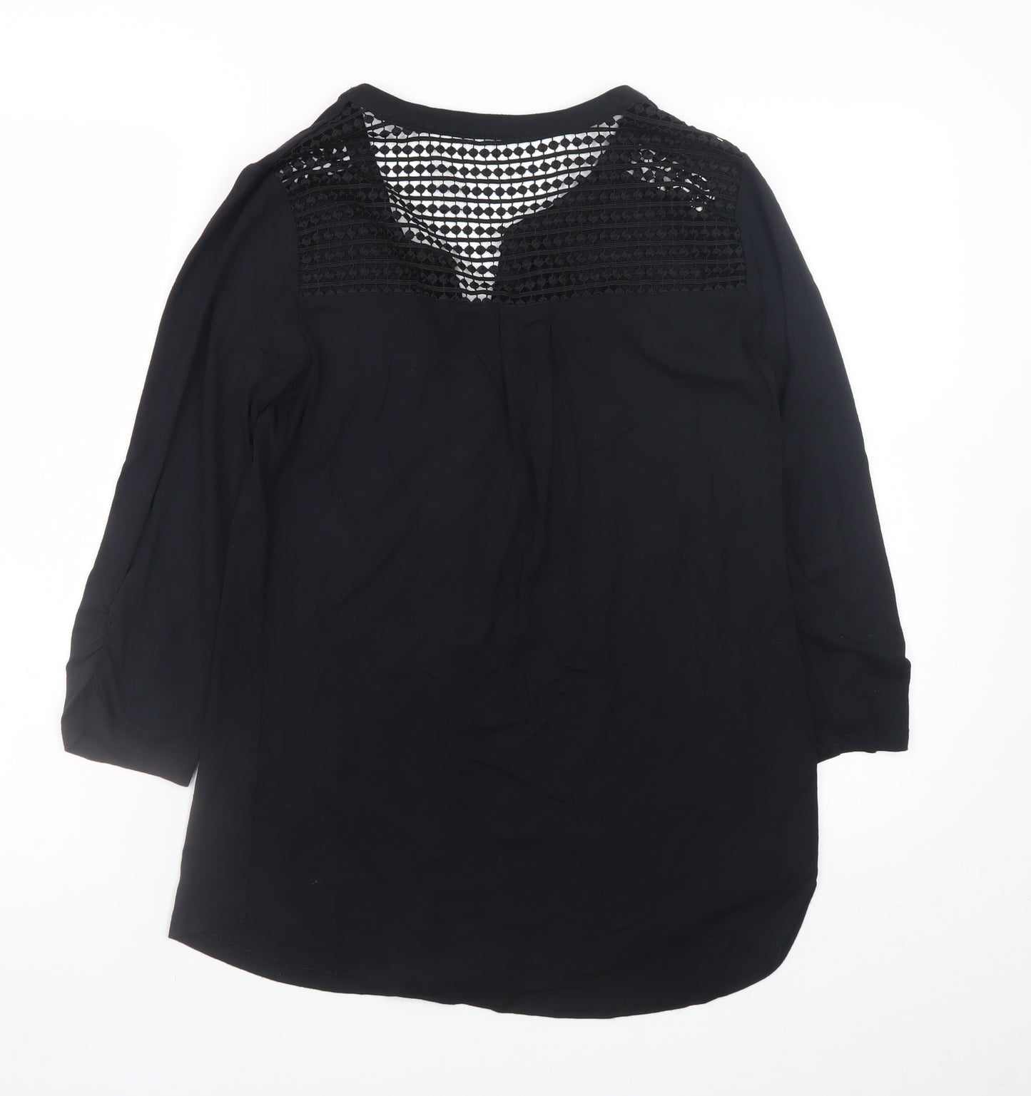 M&Co Women’s Black Lace Detail Tunic Blouse Size 10