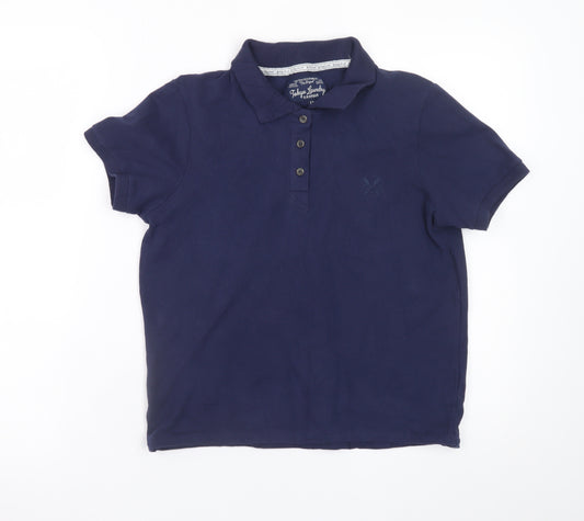 Tokyo Laundry Women's Navy Polo Shirt Size 12 Cotton Classic Style