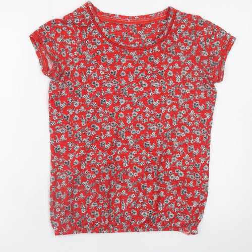 Next Women’s Red Floral Cotton Short Sleeve T-Shirt Size 8
