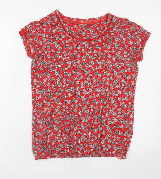 Next Women’s Red Floral Cotton Short Sleeve T-Shirt Size 8