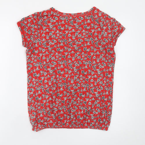 Next Women’s Red Floral Cotton Short Sleeve T-Shirt Size 8