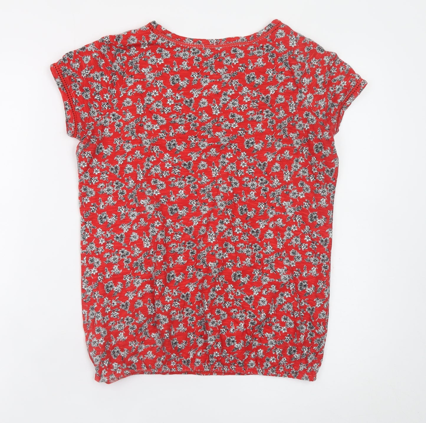 Next Women’s Red Floral Cotton Short Sleeve T-Shirt Size 8