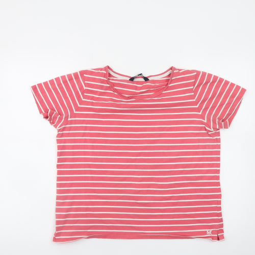 Crew Clothing Company Women Pink Striped Cotton T-Shirt Size 16