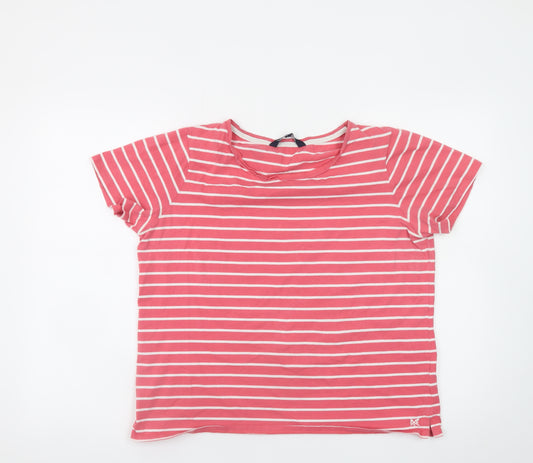 Crew Clothing Company Women Pink Striped Cotton T-Shirt Size 16