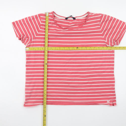 Crew Clothing Company Women Pink Striped Cotton T-Shirt Size 16