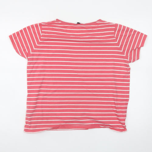 Crew Clothing Company Women Pink Striped Cotton T-Shirt Size 16
