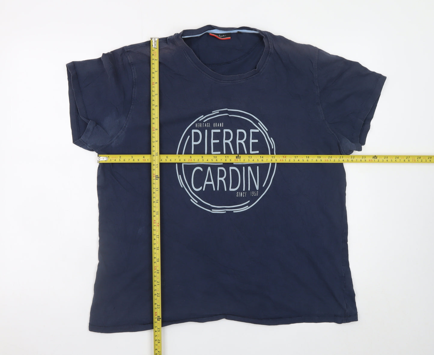 Pierre Cardin Men's Navy Crew Neck Graphic T-Shirt XXL Cotton