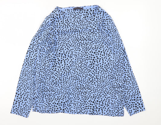Marks and Spencer Women Blue Polka Dot Long Sleeve Cotton Blouse Size 20