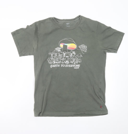 Levi's Men's Green Graphic 'Earth To Everyone' Crew Neck T-Shirt Size M