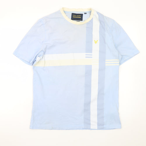 Lyle & Scott Men's Blue Relaxed Fit Colourblock T-Shirt Size L