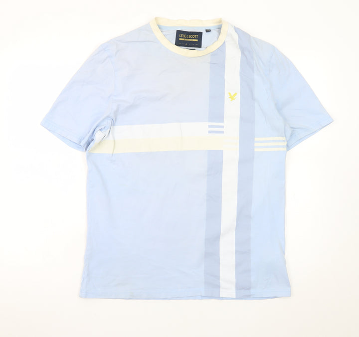 Lyle & Scott Men's Blue Relaxed Fit Colourblock T-Shirt Size L