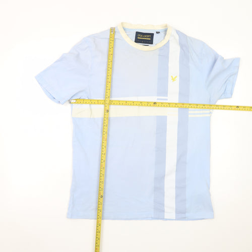 Lyle & Scott Men's Blue Relaxed Fit Colourblock T-Shirt Size L