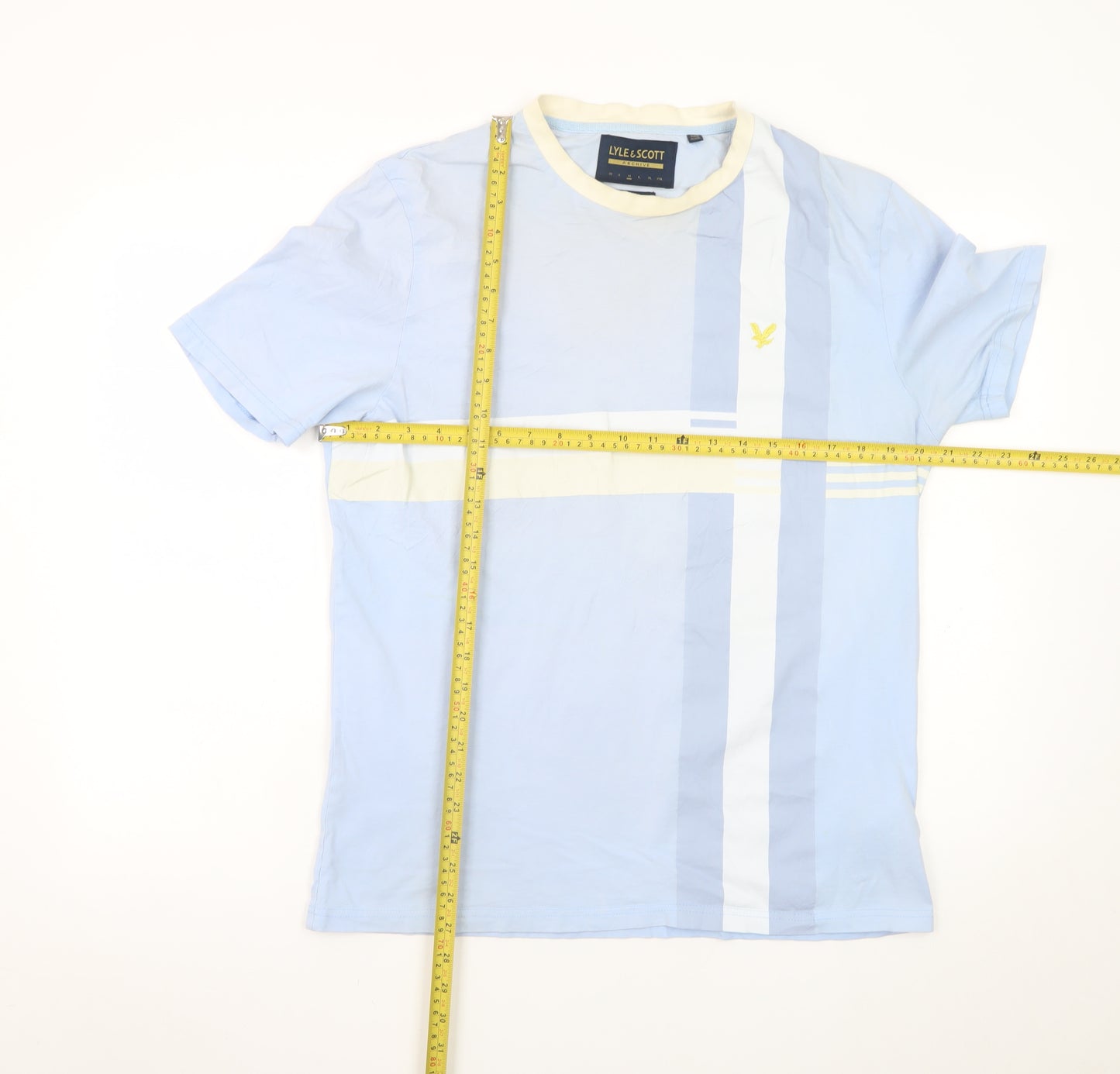 Lyle & Scott Men's Blue Relaxed Fit Colourblock T-Shirt Size L