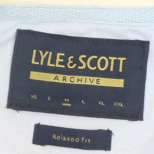 Lyle & Scott Men's Blue Relaxed Fit Colourblock T-Shirt Size L