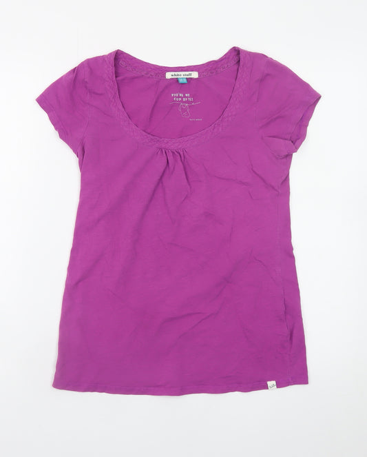 White Stuff Women's Purple Cotton Short Sleeve T-Shirt UK 10