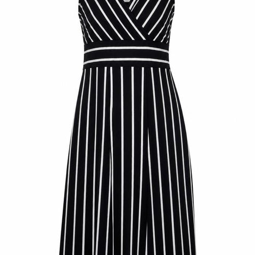 Marks and Spencer Women Black Striped Wrap Dress Size 10