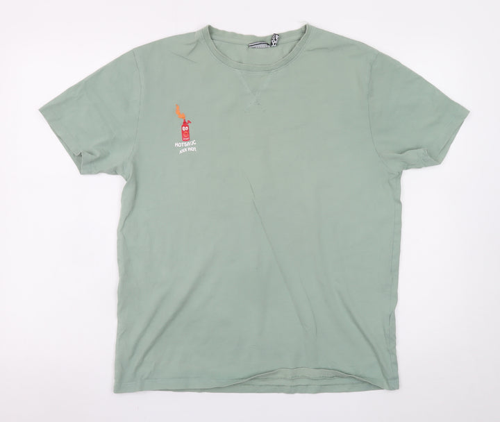ASOS Design Men's Green Hot Sauce Graphic Cotton T-Shirt Size M