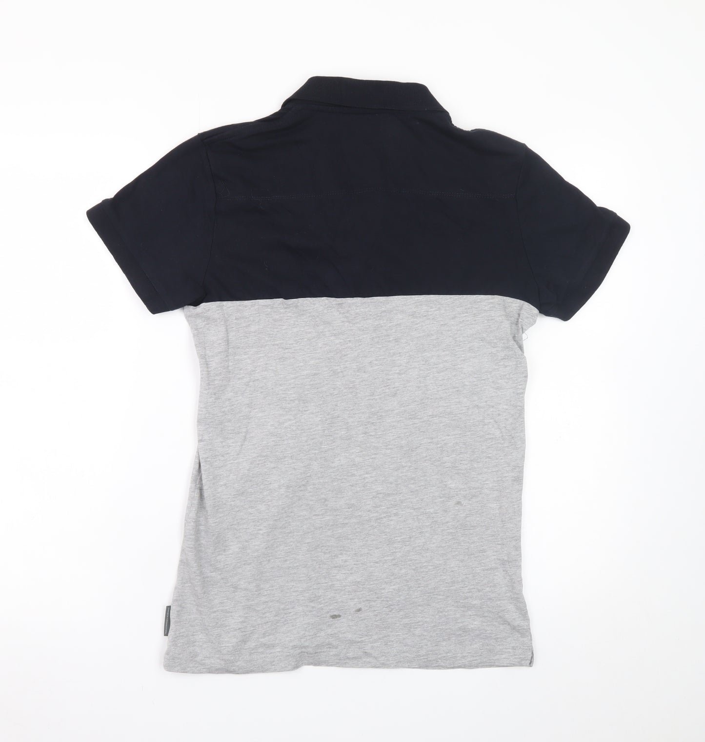 French Connection Men's Grey Navy Colourblock Cotton Polo Shirt M