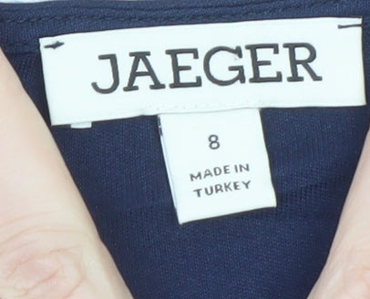 Jaeger Womens Blue Viscose Wrap Blouse Size 8 Long Sleeve