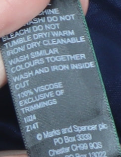 Jaeger Womens Blue Viscose Wrap Blouse Size 8 Long Sleeve