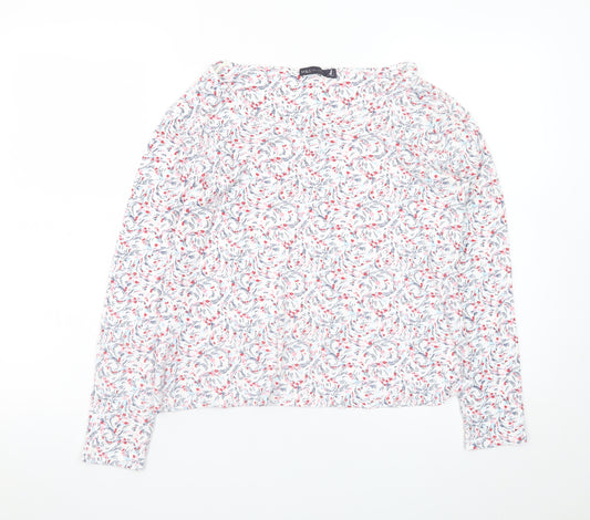 Marks and Spencer Women's White Floral Long Sleeve Viscose T-Shirt Size 16