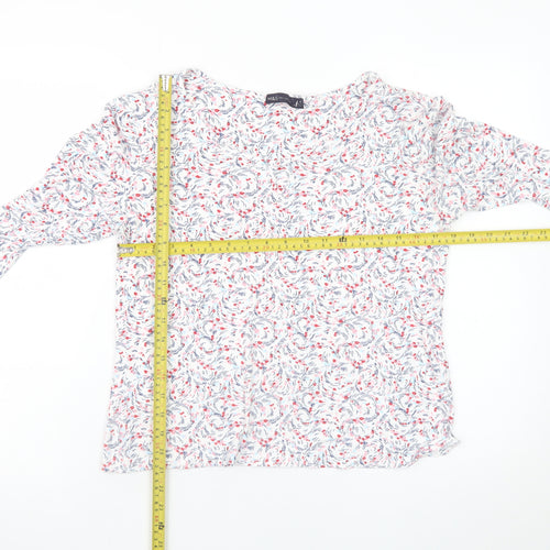 Marks and Spencer Women's White Floral Long Sleeve Viscose T-Shirt Size 16