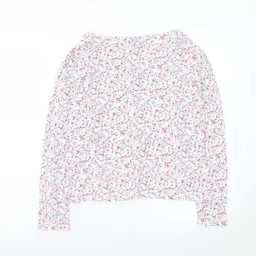 Marks and Spencer Women's White Floral Long Sleeve Viscose T-Shirt Size 16
