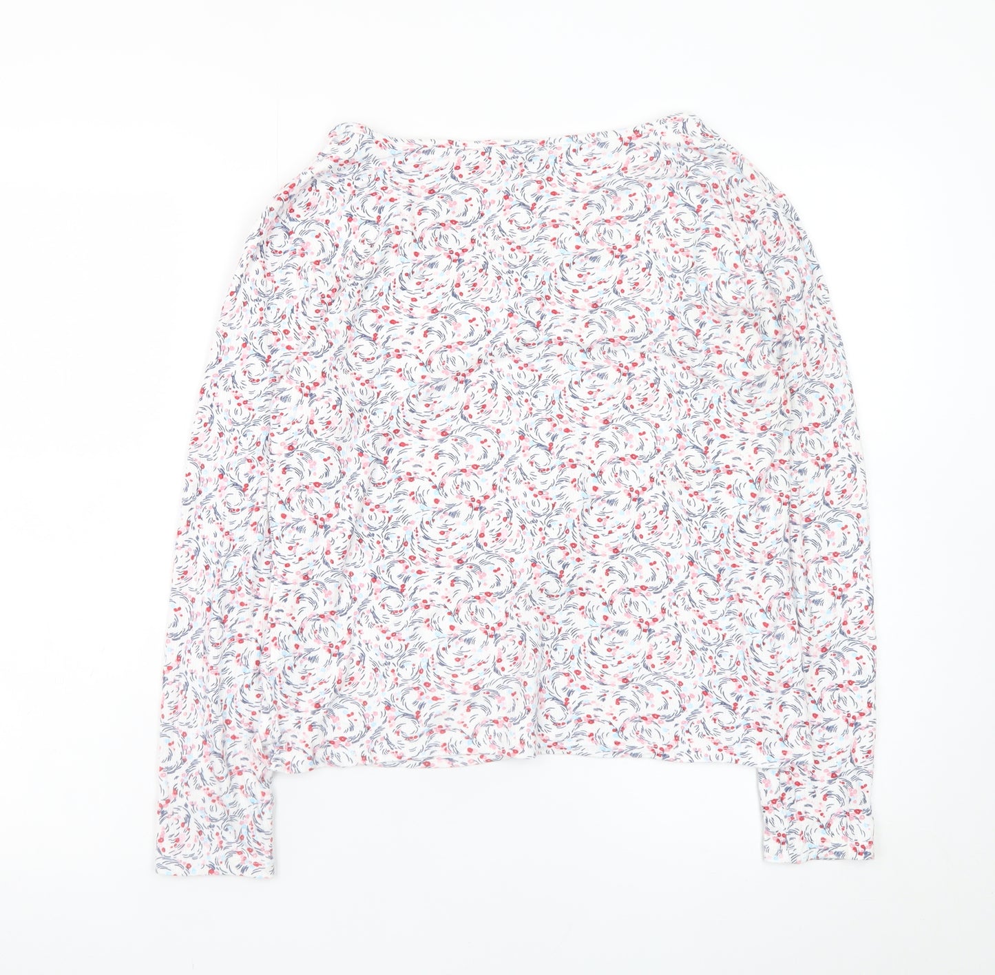 Marks and Spencer Women's White Floral Long Sleeve Viscose T-Shirt Size 16
