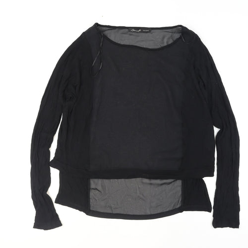 Brendalie Women's Black Long Sleeve Viscose Sheer Blouse Size 12