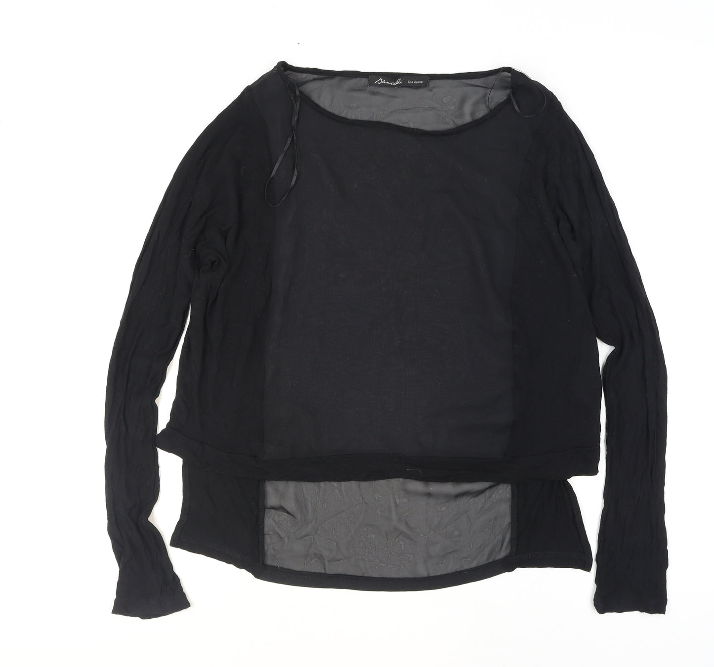 Brendalie Women's Black Long Sleeve Viscose Sheer Blouse Size 12