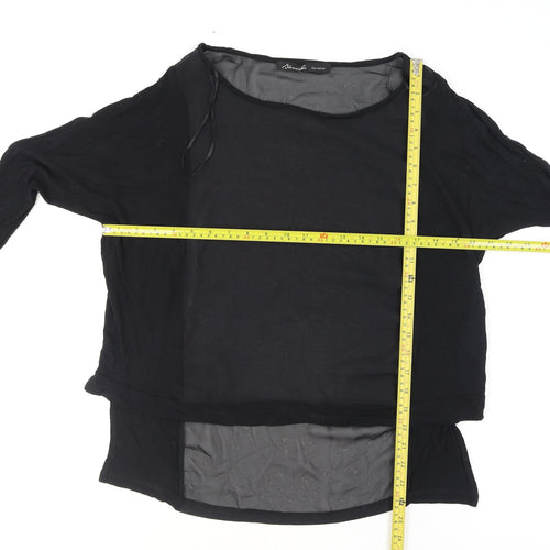 Brendalie Women's Black Long Sleeve Viscose Sheer Blouse Size 12