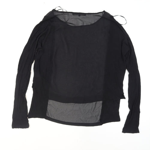 Brendalie Women's Black Long Sleeve Viscose Sheer Blouse Size 12