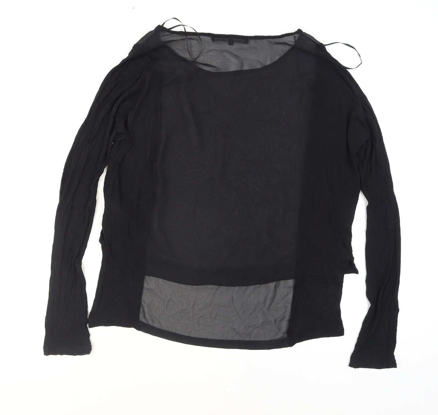 Brendalie Women's Black Long Sleeve Viscose Sheer Blouse Size 12